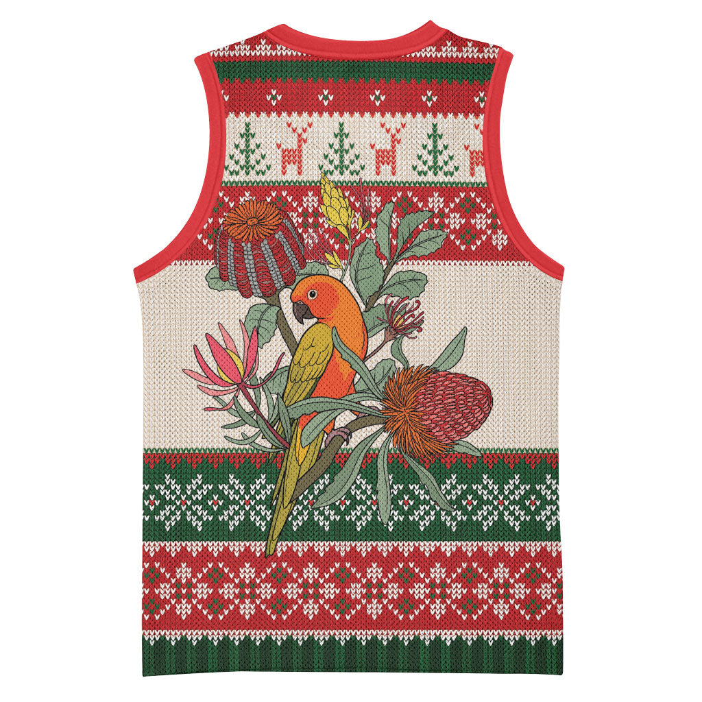 Aussie Sun Parakeet Christmas Basketball Jersey Festive Knitted Pattern Inspired