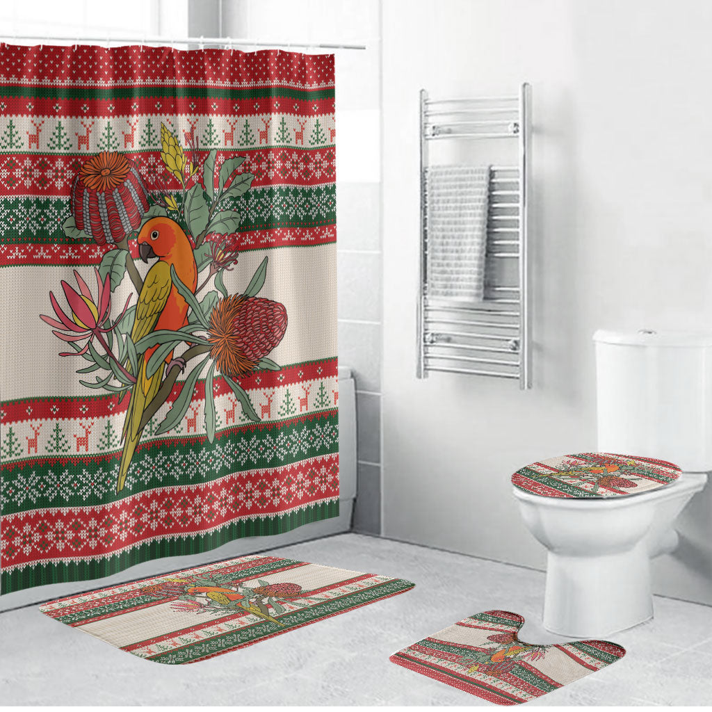 Aussie Sun Parakeet Christmas Bathroom Set Festive Knitted Pattern Inspired