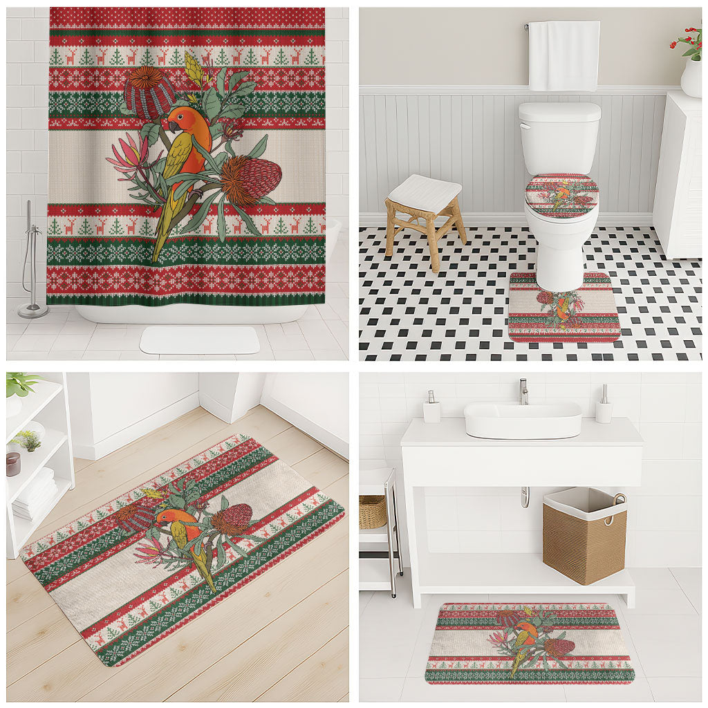 Aussie Sun Parakeet Christmas Bathroom Set Festive Knitted Pattern Inspired