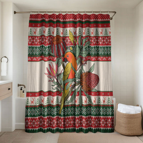 Aussie Sun Parakeet Christmas Bathroom Set Festive Knitted Pattern Inspired