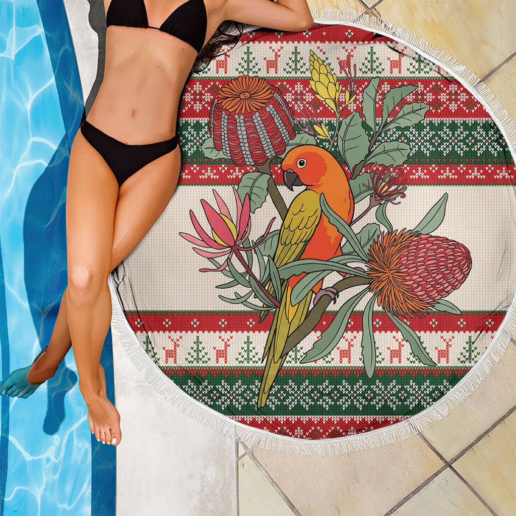 Aussie Sun Parakeet Christmas Beach Blanket Festive Knitted Pattern Inspired