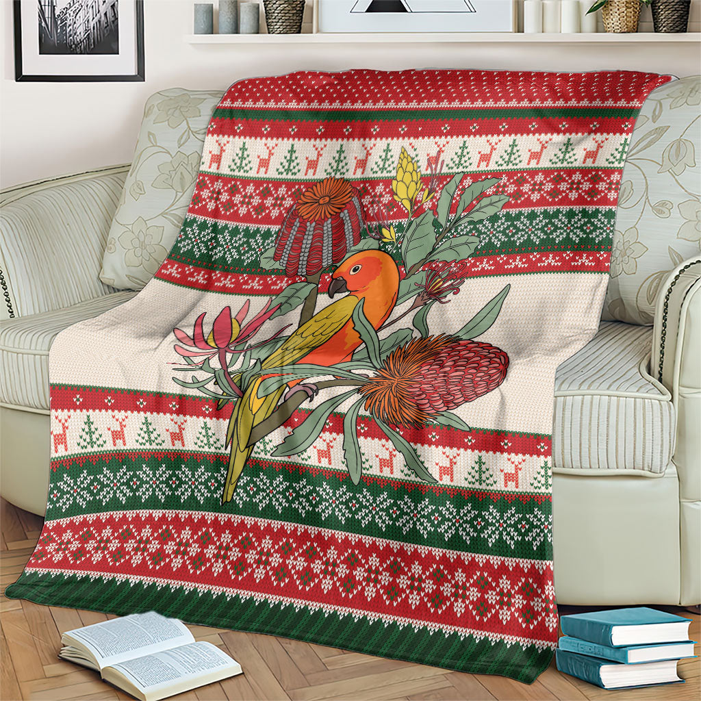 Aussie Sun Parakeet Christmas Blanket Festive Knitted Pattern Inspired