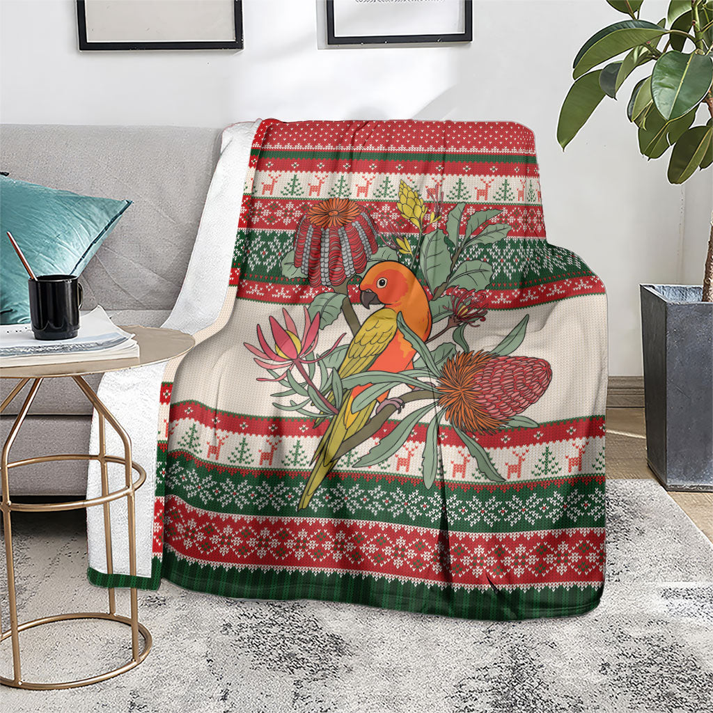 Aussie Sun Parakeet Christmas Blanket Festive Knitted Pattern Inspired