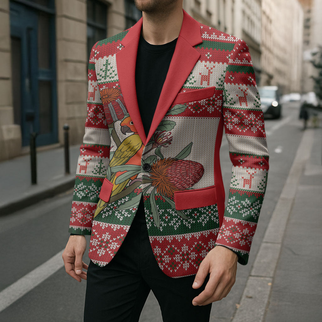 Aussie Sun Parakeet Christmas Blazer Festive Knitted Pattern Inspired