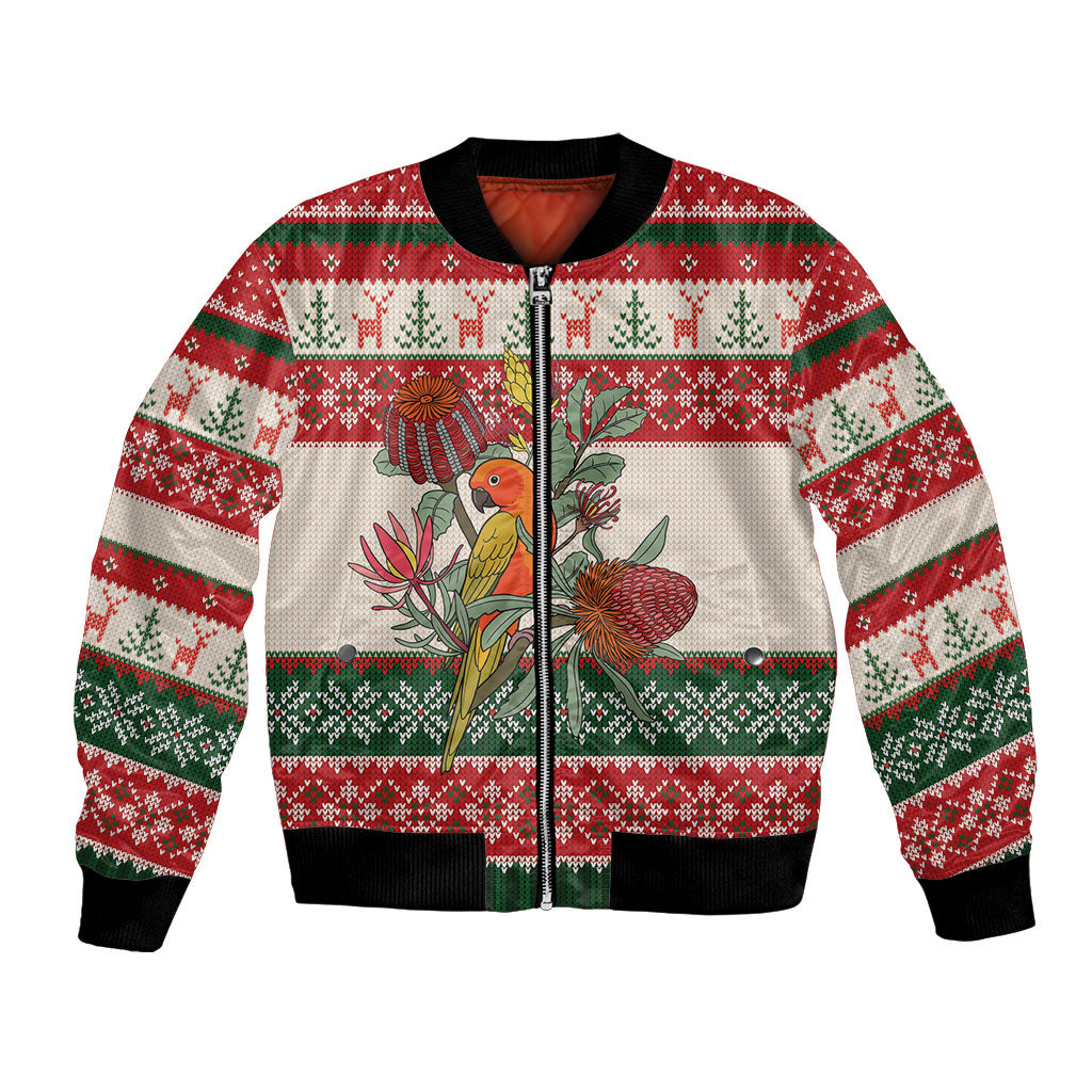 Aussie Sun Parakeet Christmas Bomber Jacket Festive Knitted Pattern Inspired