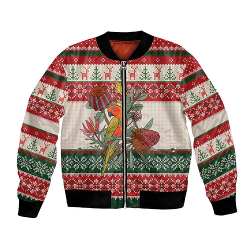 Aussie Sun Parakeet Christmas Bomber Jacket Festive Knitted Pattern Inspired