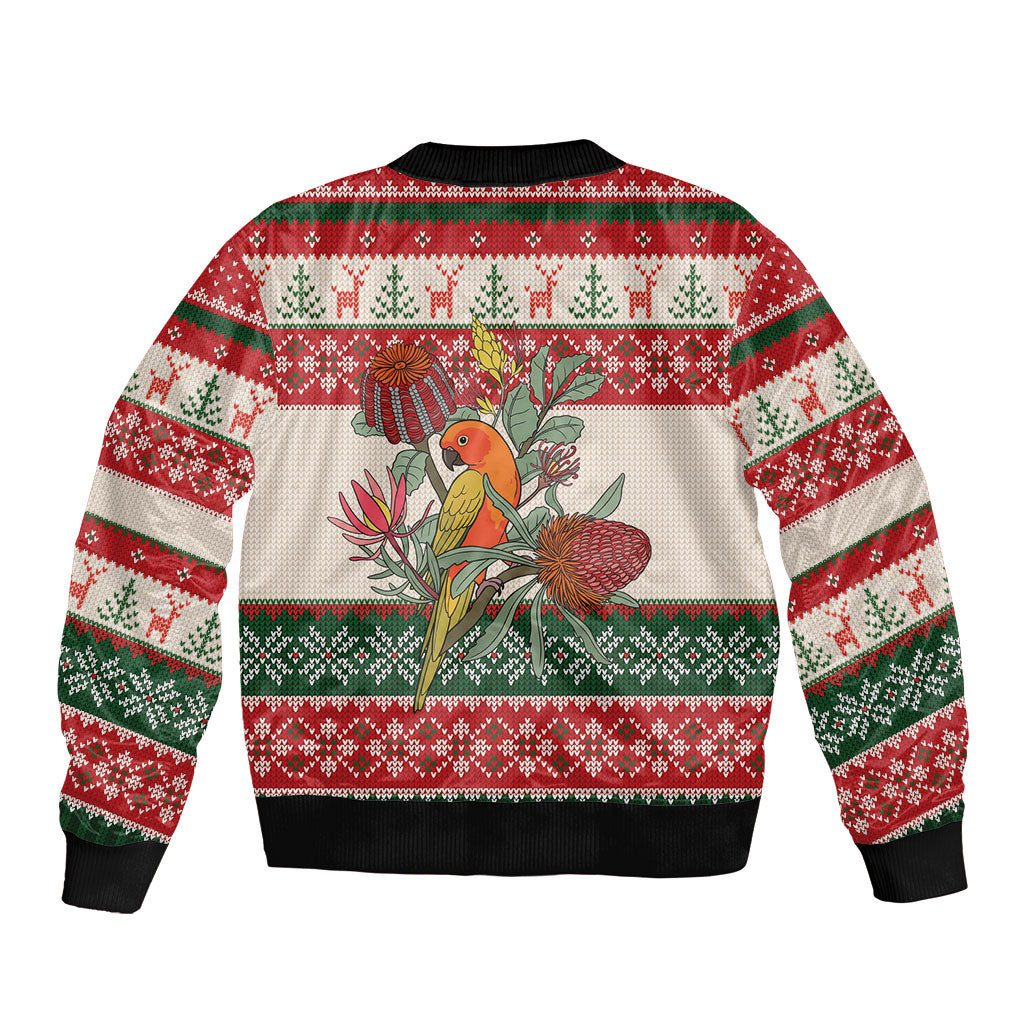 Aussie Sun Parakeet Christmas Bomber Jacket Festive Knitted Pattern Inspired