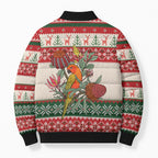 Aussie Sun Parakeet Christmas Bomber Puffer Jacket Festive Knitted Pattern Inspired