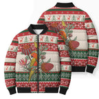 Aussie Sun Parakeet Christmas Bomber Puffer Jacket Festive Knitted Pattern Inspired