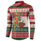 Aussie Sun Parakeet Christmas Button Sweatshirt Festive Knitted Pattern Inspired