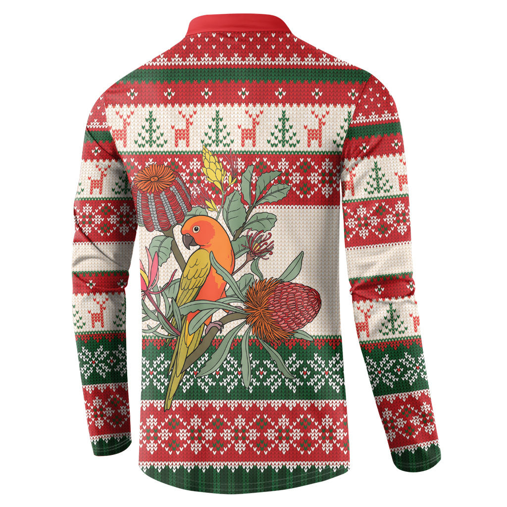 Aussie Sun Parakeet Christmas Button Sweatshirt Festive Knitted Pattern Inspired