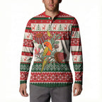 Aussie Sun Parakeet Christmas Button Sweatshirt Festive Knitted Pattern Inspired