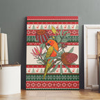 Aussie Sun Parakeet Christmas Canvas Wall Art Festive Knitted Pattern Inspired