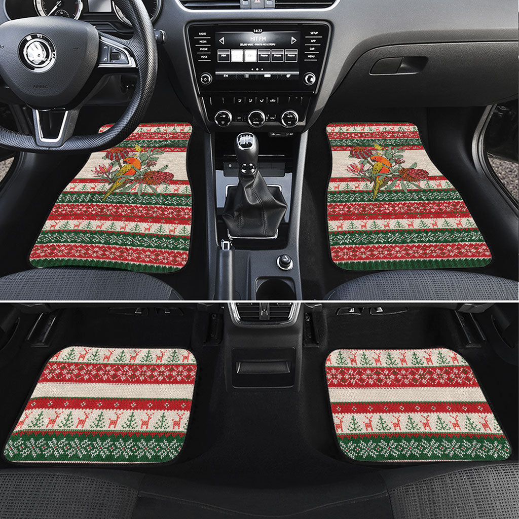 Aussie Sun Parakeet Christmas Car Mats Festive Knitted Pattern Inspired