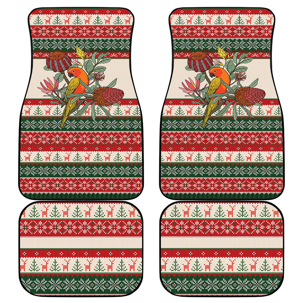 Aussie Sun Parakeet Christmas Car Mats Festive Knitted Pattern Inspired