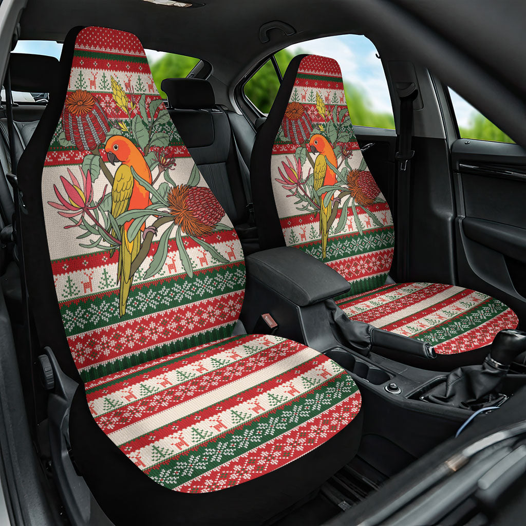 Aussie Sun Parakeet Christmas Car Seat Cover Festive Knitted Pattern Inspired