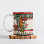 Aussie Sun Parakeet Christmas Ceramic Mug Festive Knitted Pattern Inspired