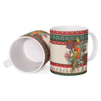 Aussie Sun Parakeet Christmas Ceramic Mug Festive Knitted Pattern Inspired