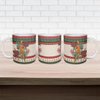 Aussie Sun Parakeet Christmas Ceramic Mug Festive Knitted Pattern Inspired