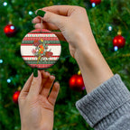 Aussie Sun Parakeet Christmas Ceramic Ornament Festive Knitted Pattern Inspired