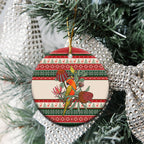 Aussie Sun Parakeet Christmas Ceramic Ornament Festive Knitted Pattern Inspired