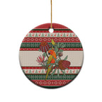 Aussie Sun Parakeet Christmas Ceramic Ornament Festive Knitted Pattern Inspired