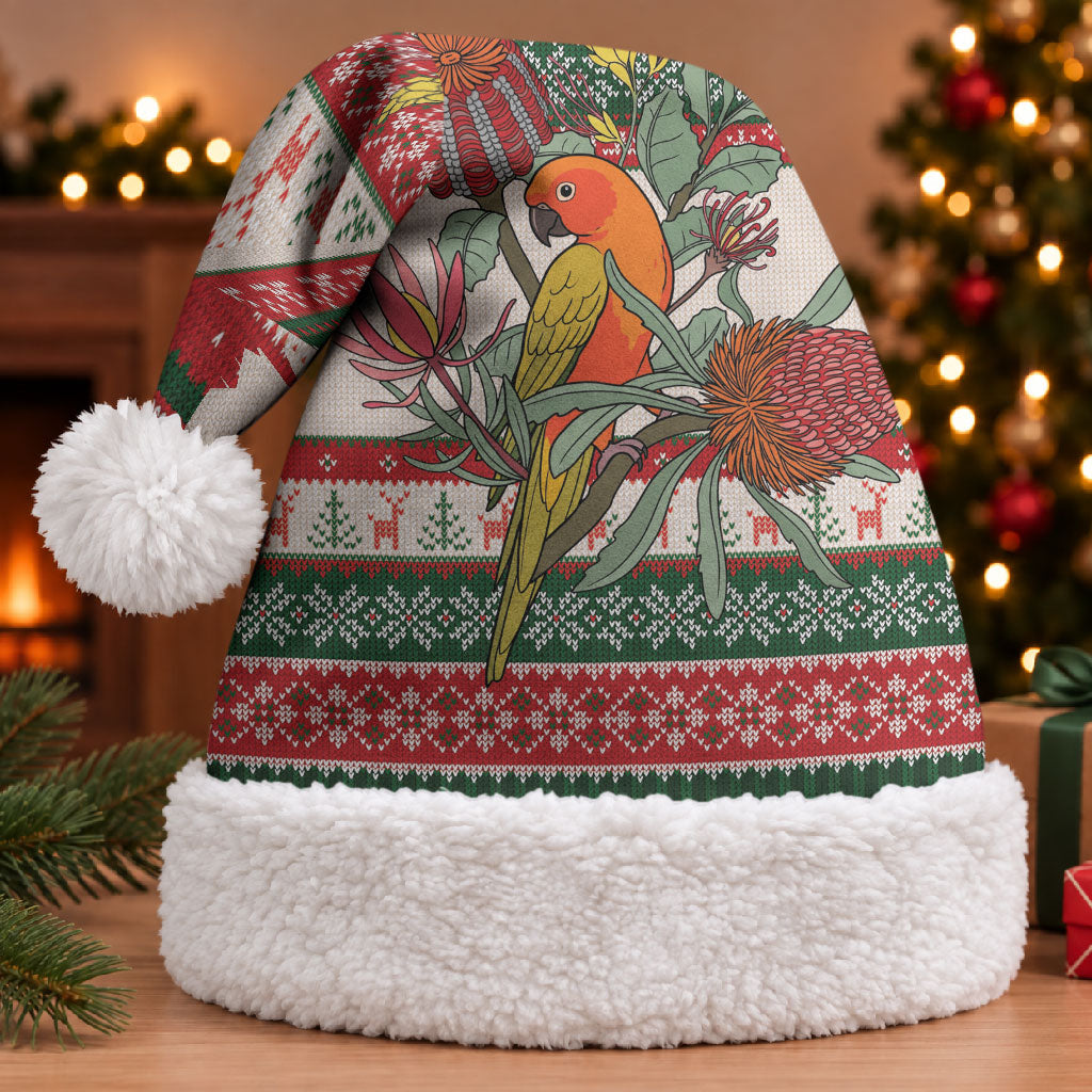 Aussie Sun Parakeet Christmas Santa Hat Festive Knitted Pattern Inspired