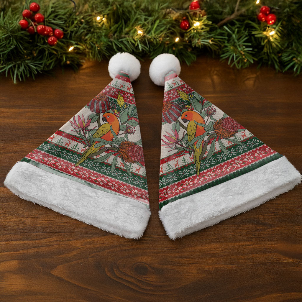 Aussie Sun Parakeet Christmas Santa Hat Festive Knitted Pattern Inspired