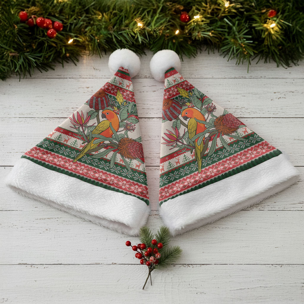 Aussie Sun Parakeet Christmas Santa Hat Festive Knitted Pattern Inspired