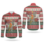 Aussie Sun Parakeet Christmas Couples Matching Mermaid Dress and Long Sleeve Button Shirt Festive Knitted Pattern Inspired