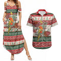 Aussie Sun Parakeet Christmas Couples Matching Summer Maxi Dress and Hawaiian Shirt Festive Knitted Pattern Inspired
