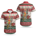 Aussie Sun Parakeet Christmas Couples Matching Summer Maxi Dress and Hawaiian Shirt Festive Knitted Pattern Inspired