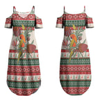 Aussie Sun Parakeet Christmas Couples Matching Summer Maxi Dress and Hawaiian Shirt Festive Knitted Pattern Inspired