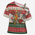 Aussie Sun Parakeet Christmas Cross Shoulder Shirt Festive Knitted Pattern Inspired
