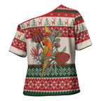Aussie Sun Parakeet Christmas Cross Shoulder Shirt Festive Knitted Pattern Inspired