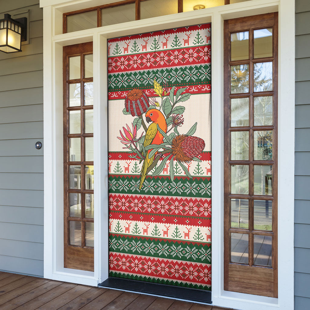 Aussie Sun Parakeet Christmas Door Cover Festive Knitted Pattern Inspired