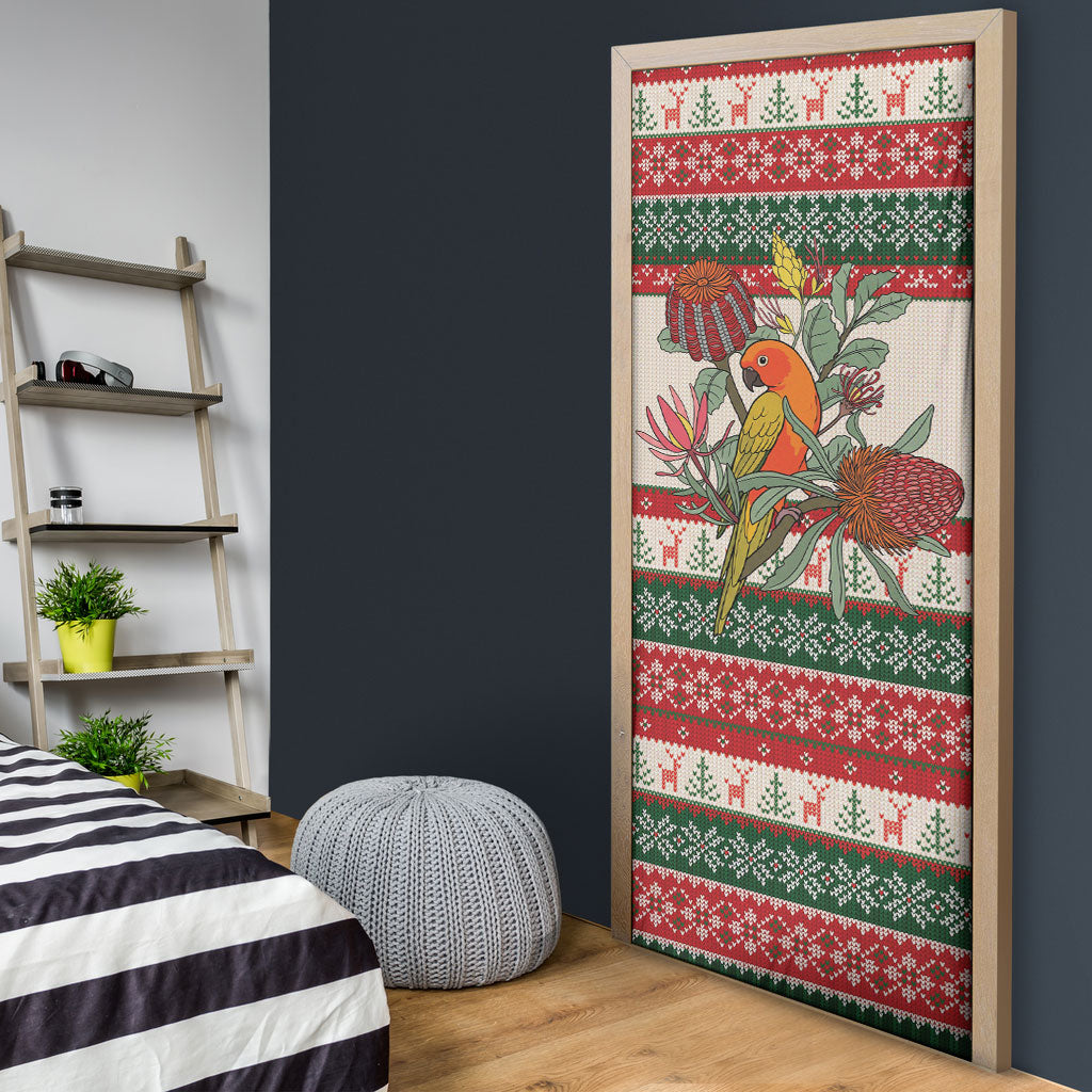 Aussie Sun Parakeet Christmas Door Cover Festive Knitted Pattern Inspired