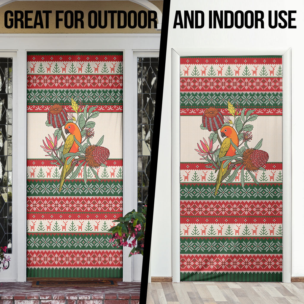 Aussie Sun Parakeet Christmas Door Cover Festive Knitted Pattern Inspired
