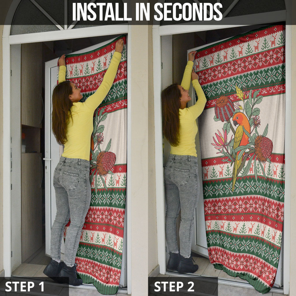 Aussie Sun Parakeet Christmas Door Cover Festive Knitted Pattern Inspired