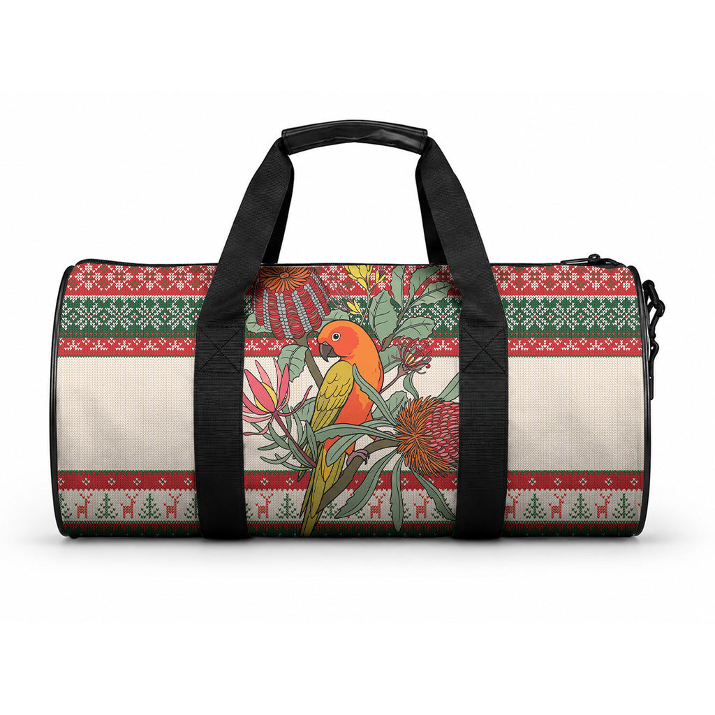 Aussie Sun Parakeet Christmas Duffle Bag Festive Knitted Pattern Inspired