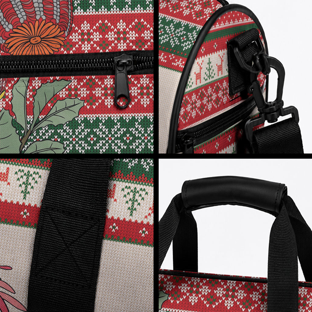 Aussie Sun Parakeet Christmas Duffle Bag Festive Knitted Pattern Inspired