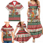 Aussie Sun Parakeet Christmas Family Matching Summer Maxi Dress and Hawaiian Shirt Festive Knitted Pattern Inspired
