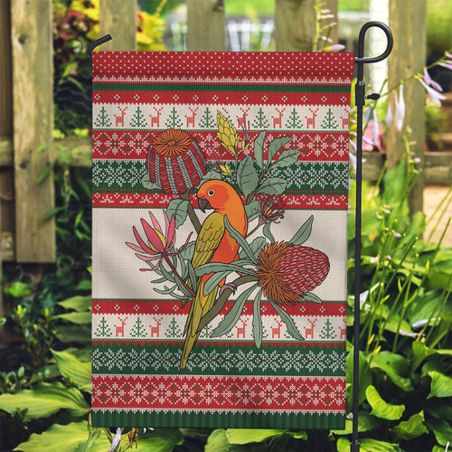 Aussie Sun Parakeet Christmas Garden Flag Festive Knitted Pattern Inspired