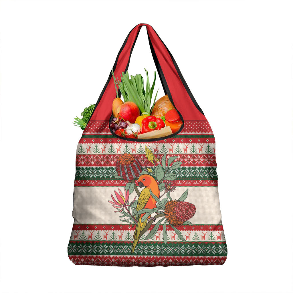 Aussie Sun Parakeet Christmas Grocery Bag Festive Knitted Pattern Inspired