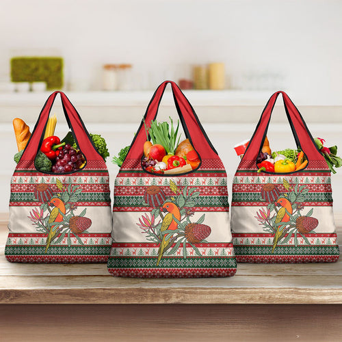 Aussie Sun Parakeet Christmas Grocery Bag Festive Knitted Pattern Inspired