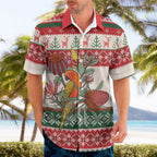 Aussie Sun Parakeet Christmas Hawaiian Shirt Festive Knitted Pattern Inspired