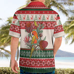 Aussie Sun Parakeet Christmas Hawaiian Shirt Festive Knitted Pattern Inspired