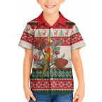 Aussie Sun Parakeet Christmas Hawaiian Shirt Festive Knitted Pattern Inspired