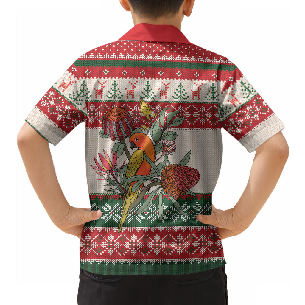 Aussie Sun Parakeet Christmas Hawaiian Shirt Festive Knitted Pattern Inspired