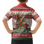 Aussie Sun Parakeet Christmas Hawaiian Shirt Festive Knitted Pattern Inspired